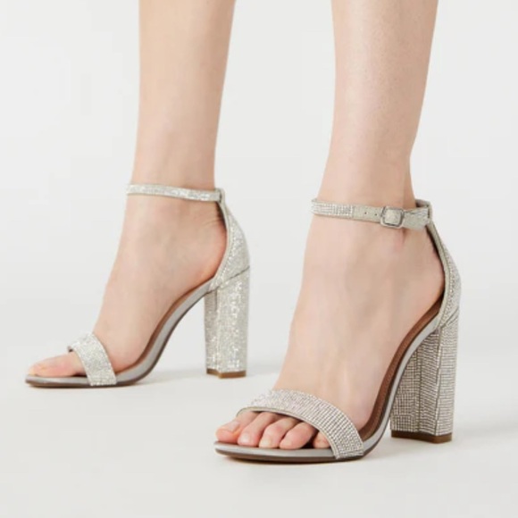 NWT Steve Madden “Carrson” silver crystal heels (size 7.5) - Picture 1 of 7